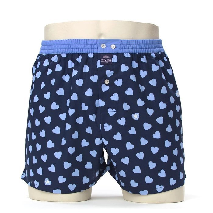 MC Alson Boxermen Boxershort (Blauwe boord, lichtblauwe hartjes)